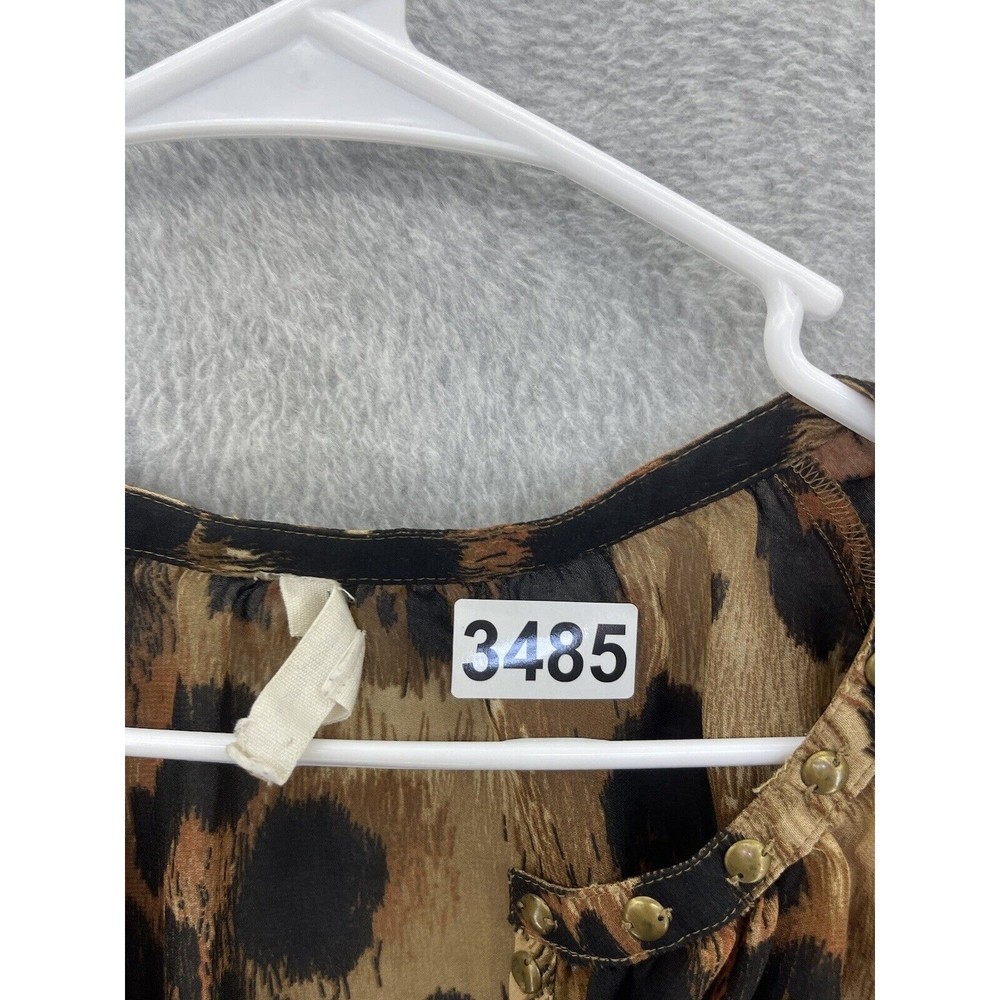 Beach Lunch Lounge Women's Blouse Animal Print Sheer V Neck Size XS 3/4 Sleeve - Picture 9 of 10